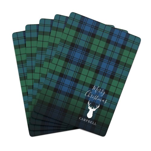 Personalized Christmas Tartan Clan Campbell Plaid Poker Cards