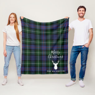 Personalized Christmas Tartan Clan MacKenzie Plaid Fleece Blanket