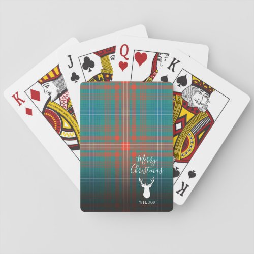 Personalized Christmas Tartan Clan Wilson Plaid Poker Cards