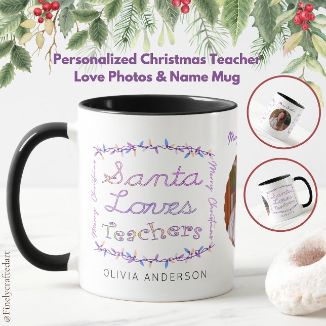 Personalized Christmas Teacher Love Photos & Name Mug (Creator Uploaded)