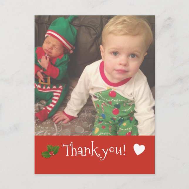 Personalized Christmas Thank you Photo Postcard (Front)