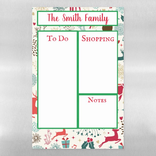 Personalized Christmas Theme Magnetic Dry Erase Sheet (Vertical)