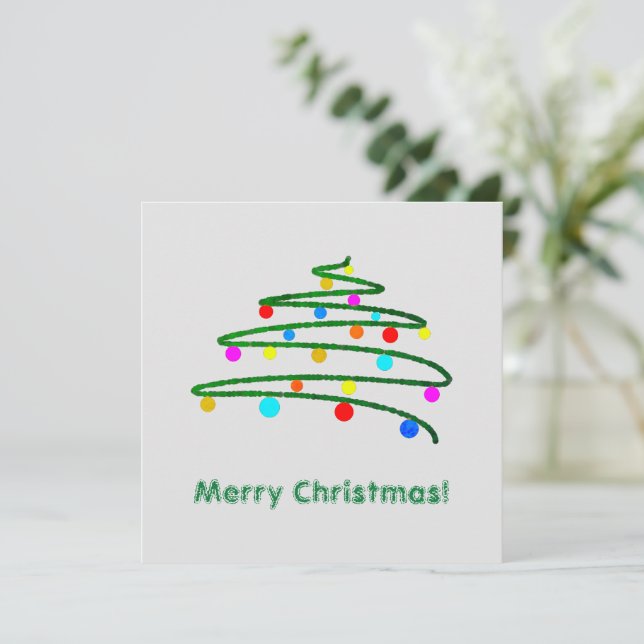 Personalized Christmas Tree and Ornaments Drawing Holiday Card (Standing Front)