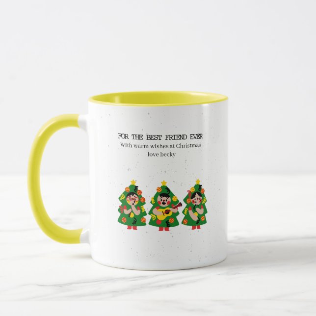 Personalized Christmas Tree  "Best Friend Ever"  Mug (Left)