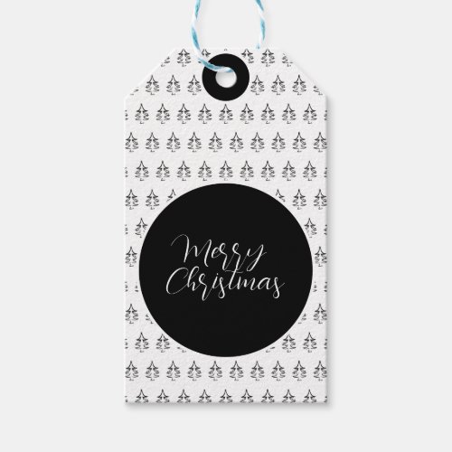 Personalized Christmas Tree Black And White Gift Tags