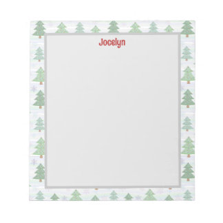 Personalized Christmas Tree Border Festive Notepad
