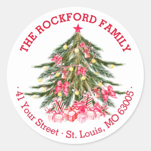 Personalized Christmas Tree Classic Round Sticker