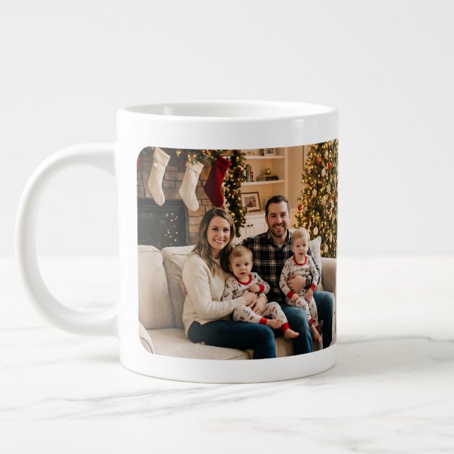 Personalized Christmas Tree Family Photo  Giant Coffee Mug (Left)