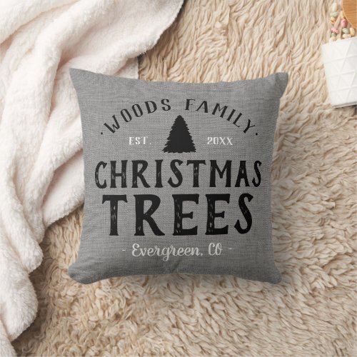 Personalized Christmas Tree Farm  Outdoor Pillow