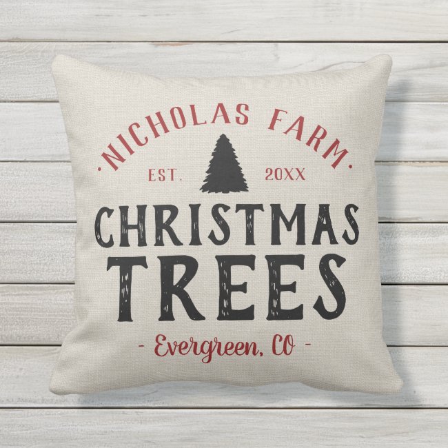 Personalized Christmas Tree Farm | Outdoor Pillow