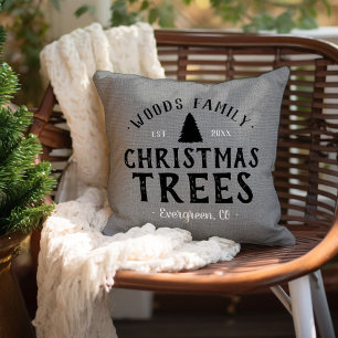 Personalized Christmas Tree Farm Outdoor Pillow