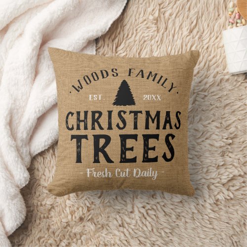 Personalized Christmas Tree Farm  Outdoor Pillow