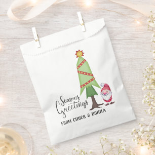 Personalized Christmas Tree & Gnome Favor Bag