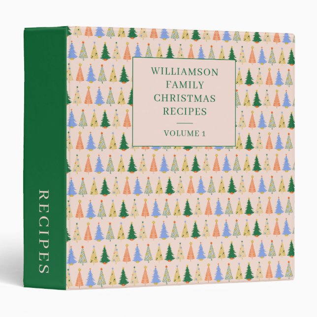 Personalized Christmas Tree Holiday Family Recipe 3 Ring Binder (Front/Spine)