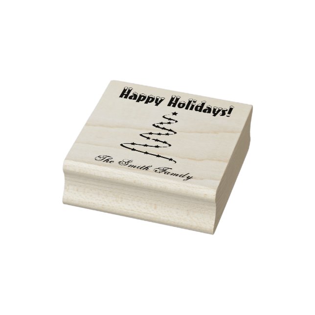Personalized Christmas Tree Holiday Family Rubber Stamp (Stamp)