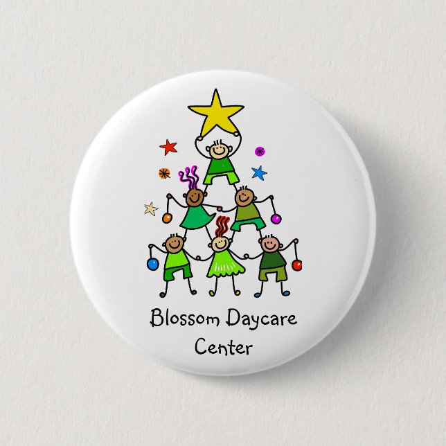 Personalized Christmas Tree Kids Button (Front)