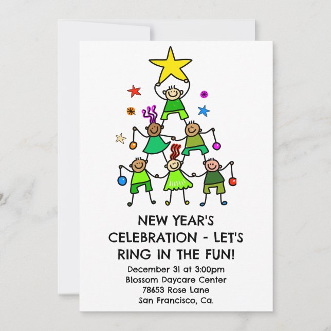 Personalized Christmas Tree Kids Invitation (Front)