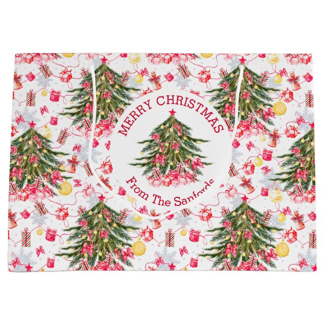 Personalized Christmas Tree Large Gift Bag (Front)