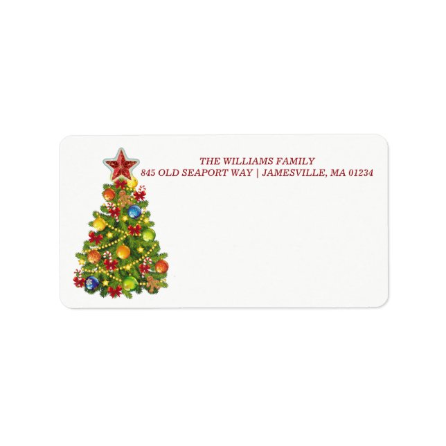 Personalized Christmas Tree Mailing Labels (Front)