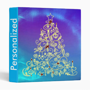 Personalized Christmas Tree Pattern 3 Ring Binder