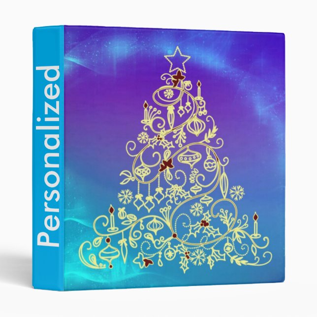 Personalized Christmas Tree Pattern 3 Ring Binder (Front/Spine)