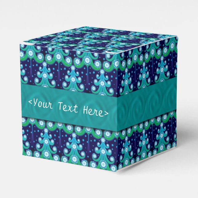 Personalized Christmas Tree Pattern Cube Favor Box (Front Side)
