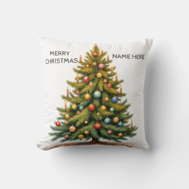 Personalized Christmas Tree   Throw Pillow (Front)