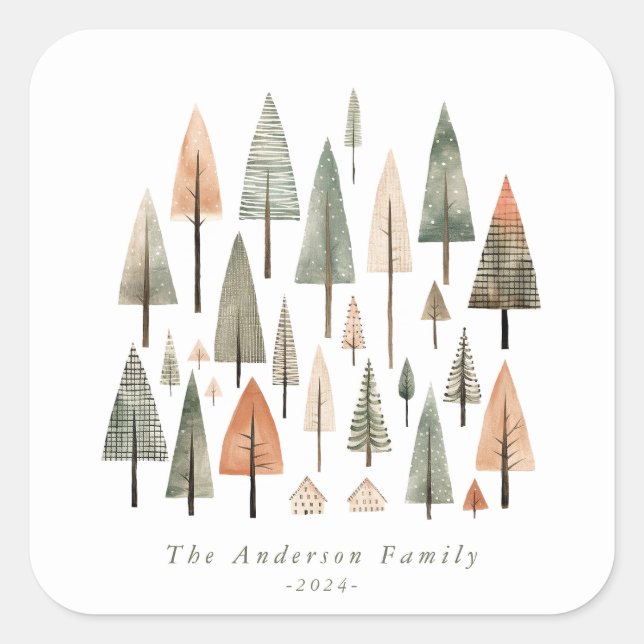 Personalized Christmas Trees Sticker (Front)