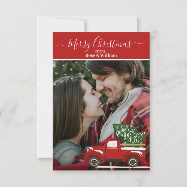 Personalized Christmas Truck Greeting Card (Front)