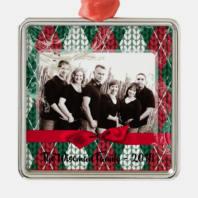 Personalized Christmas Ugly Sweater PHOTO Ornament (Front)