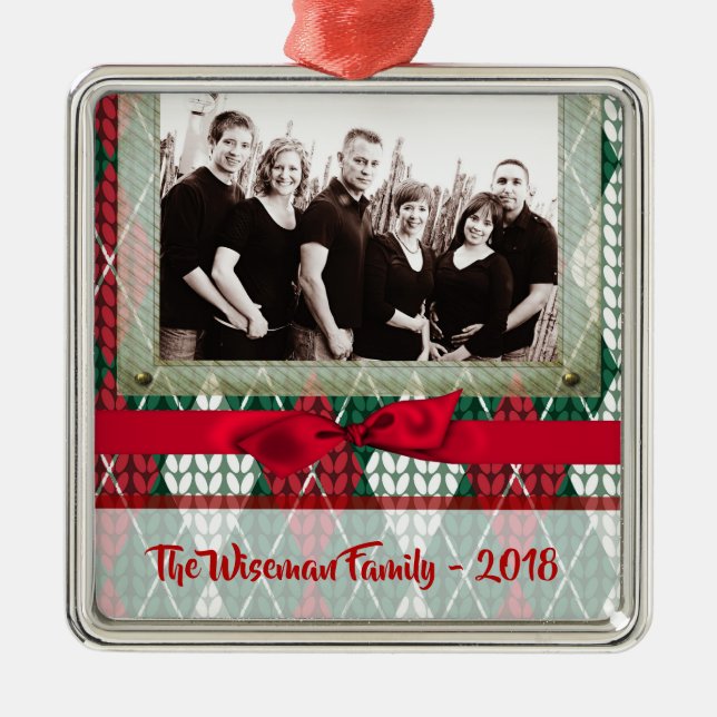 Personalized Christmas Ugly Sweater PHOTO Ornament (Front)