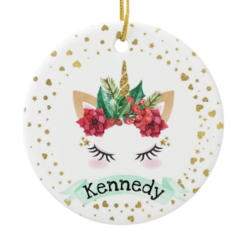 Personalized Christmas Unicorn Christmas Ornament