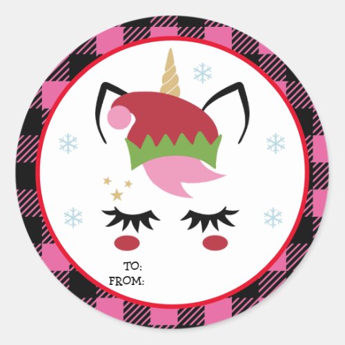 Personalized Christmas Unicorn Christmas Stickers