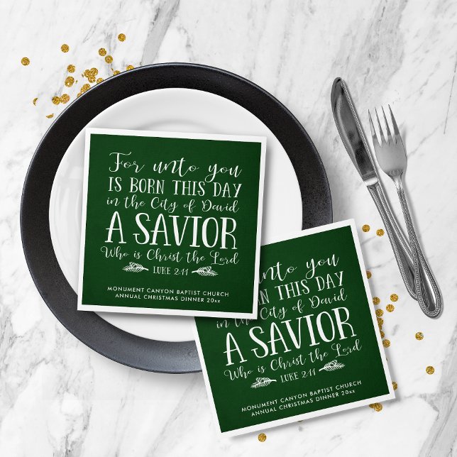 Personalized Christmas Verse Typography Green Napkins (Personalized Christmas Verse Typography Green Napkins)