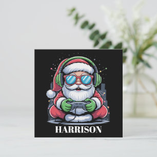 Personalized Christmas Video Game Santa Xmas Holiday Card