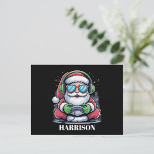 Personalized Christmas Video Game Santa Xmas  Holiday Postcard