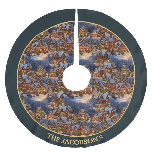 Personalized Christmas Village Tree Skirt (Front)