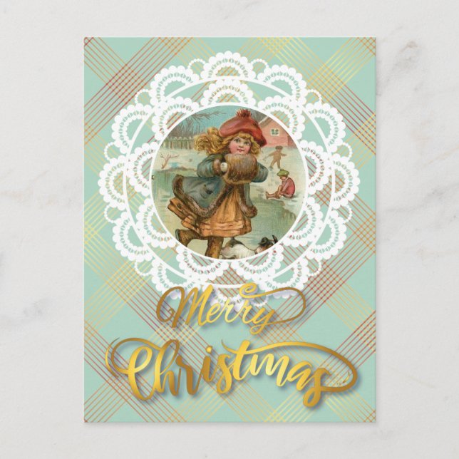 Personalized Christmas Vintage postcard (Front)