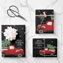 Personalized Christmas Vintage Truck Wrapping Wrap