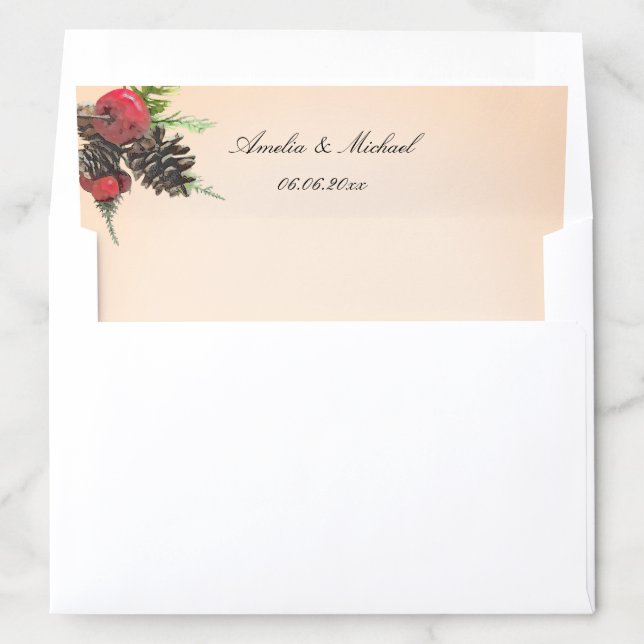 Personalized Christmas Wedding Envelope  Liner (In Envelope)