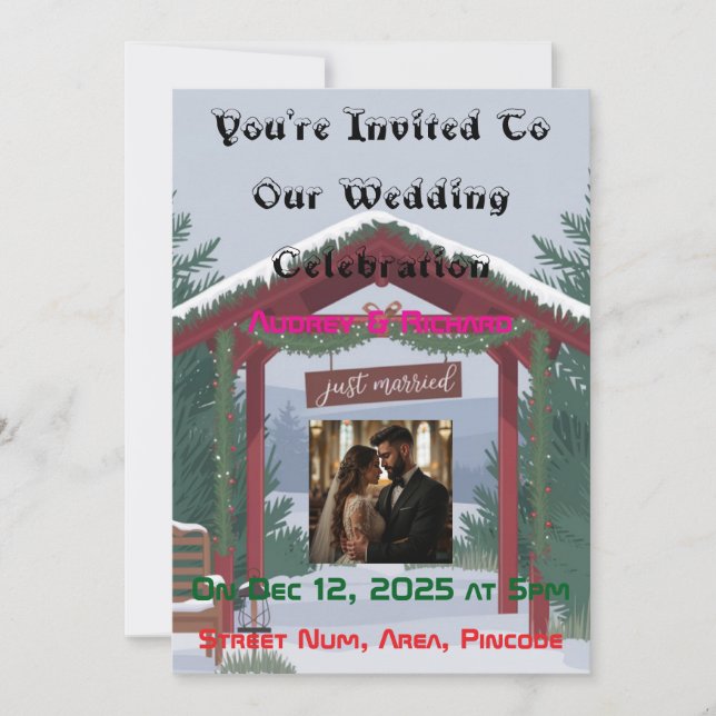 Personalized Christmas Wedding Invitation (Front)