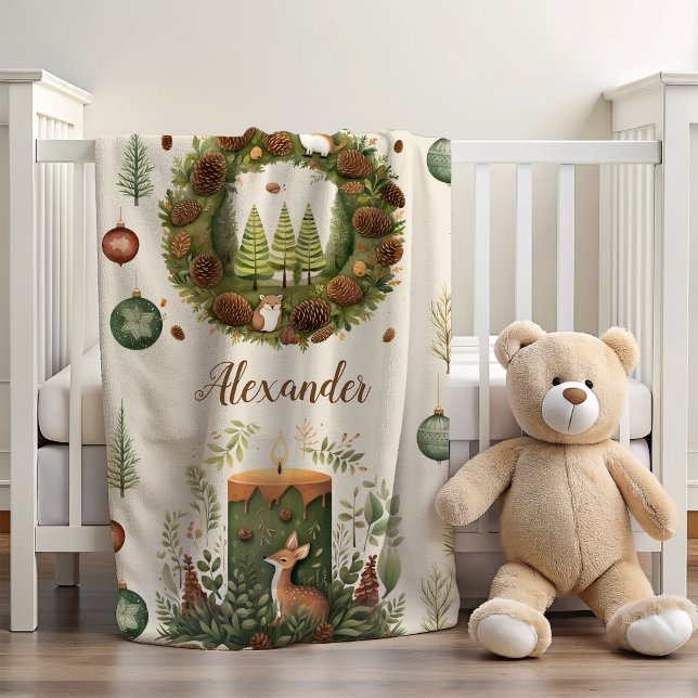 Personalized Christmas Whimsical Baby 1st Christma Baby Blanket (Creator Uploaded)