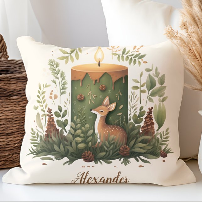 Personalized Christmas Whimsical Baby 1st Christma Throw Pillow (Creator Uploaded)