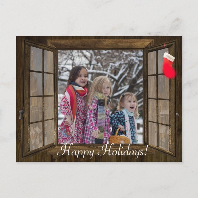 Personalized Christmas Window Family Photo card (Front)