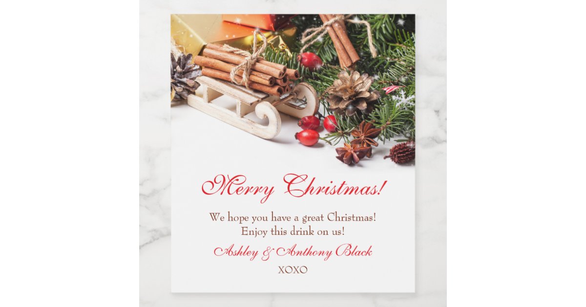 Personalized Christmas Wine Labels | Holiday Decor | Zazzle