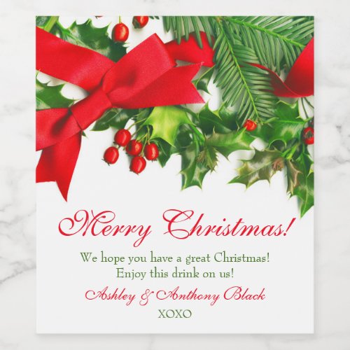Personalized Christmas Wine Labels  Red Green