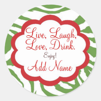 Personalized Christmas Wine Lable Classic Round Sticker