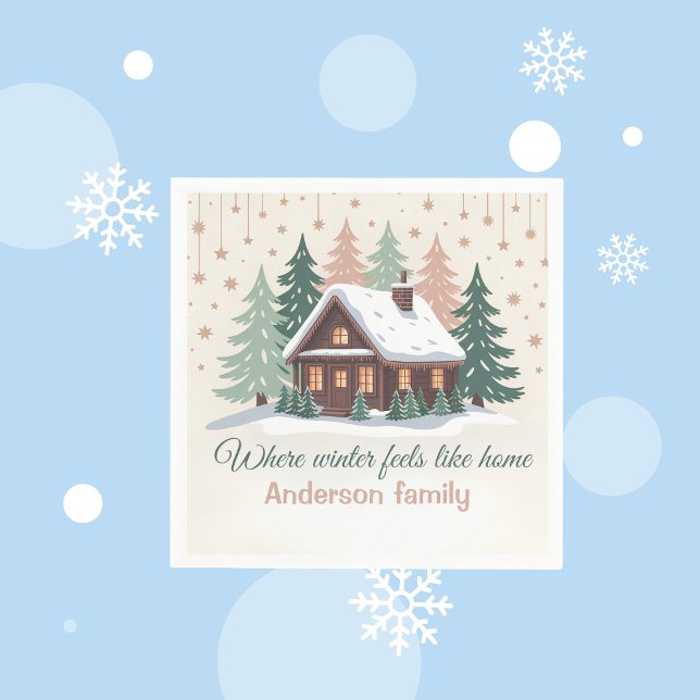 Personalized Christmas Winter Cabin Napkins (Creator Uploaded)