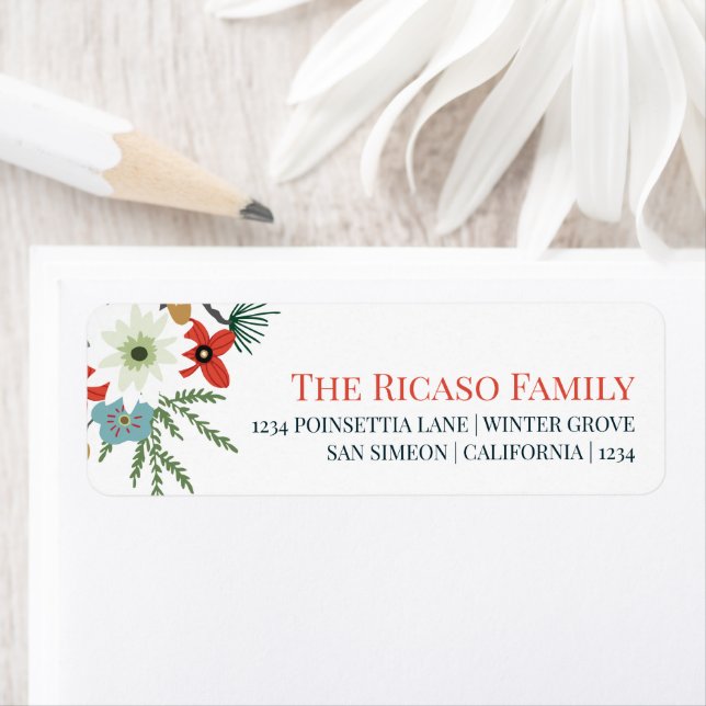 Personalized Christmas Winter Flower Foliage Label (Insitu)
