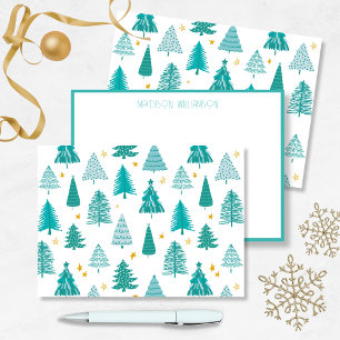 Personalized Christmas Winter Forest tree Note Card